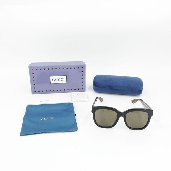 Gucci GG0034 Unisex Sunglasses Black Green OS main image 11